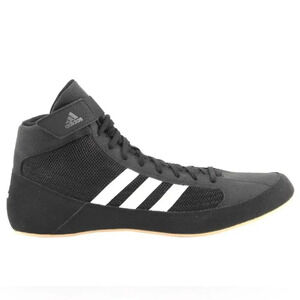 Adidas HVC 2 Men's Wrestling Shoes AQ3325 Black & White w/ Tan Bottoms. Sz 11.5